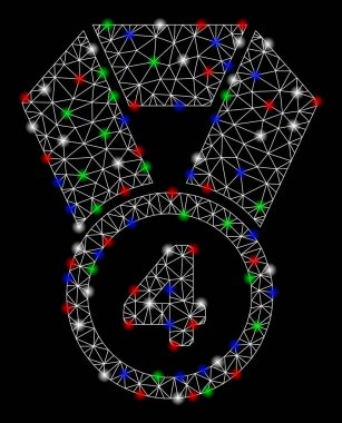 Parlak kafes tel kare flare Spotlar ile 4 yer madalya