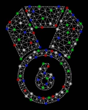 Bright Mesh ağı 6 flare Spotlar ile madalya