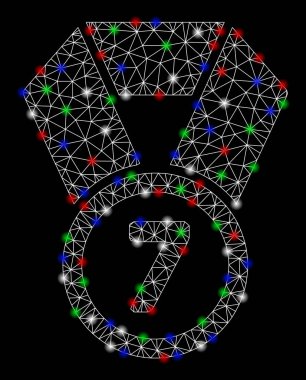 Parlak Mesh tel çerçeve 7 Flash Spotlar ile yer Madalyası