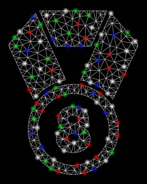 Parlak Mesh tel çerçeve 8 Flash Spotlar ile madalya