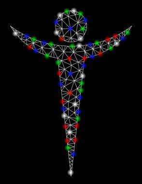 Parlama Spotlar ile parlak mesh ağ soyut adam