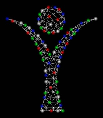 Parlak kafes tel çerçeve soyut adam ile Flash Spotlar