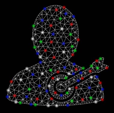 Flare Spotlar ile parlak mesh ağ amacı kişi