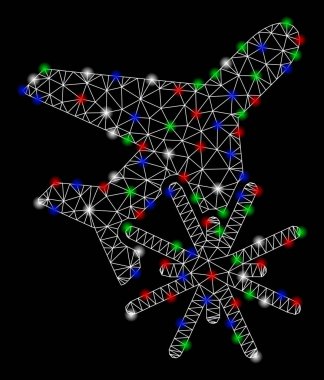Flash Spotlar ile parlak mesh ağ Aiplane patlama