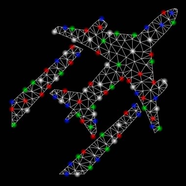Flare Spotlar ile parlak mesh ağ hava jet Izleme