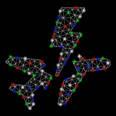 Flare Spotlar ile parlak kafes ağ uçak felaketi