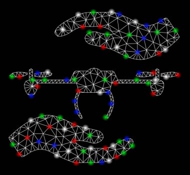 Flare Spotlar ile parlak mesh ağ Airdrone bakım eller