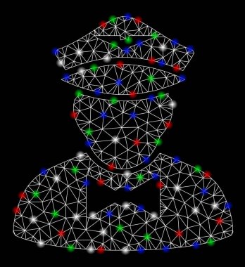 Flare Spotlar ile parlak Mesh 2D havayolu Steward