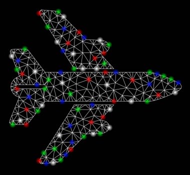 Flash Spotlar ile parlak kafes ağ uçak