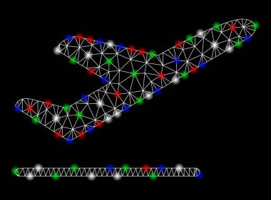 Flare Spotlar ile parlak kafes ağ uçak kalkış