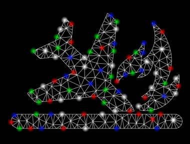 Flare Spotlar ile parlak Mesh 2D Airplane Iniş kazasında