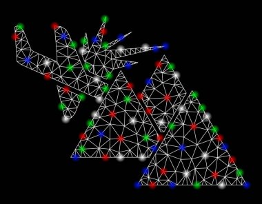 Işık Spotlar ile parlak kafes tel çerçeve uçak dağ kazasında
