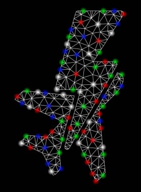 Flash Spotlar ile parlak Mesh 2D uçak şok