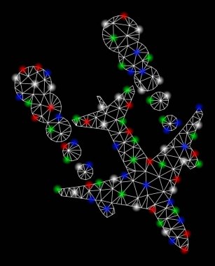 Flare Spotlar ile parlak Mesh 2D uçak duman Izleme