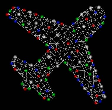 Işık Spotlar ile parlak kafes ağ uçak