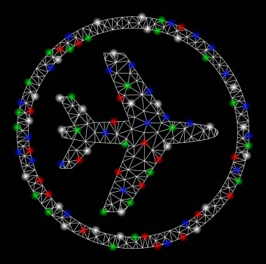 Light Spotlar ile parlak kafes tel çerçeve Havaalanı