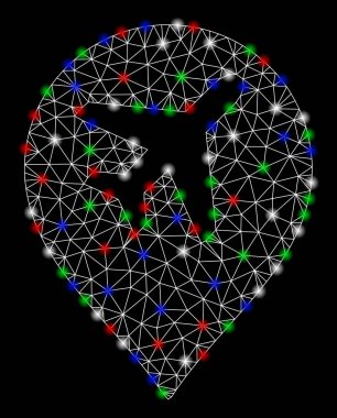 Parlak Mesh karkas Havaalanı harita Marker ışık Spotlar ile