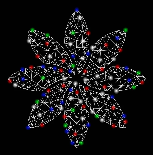 Flash Spotlar ile parlak Mesh 2D soyut çiçek