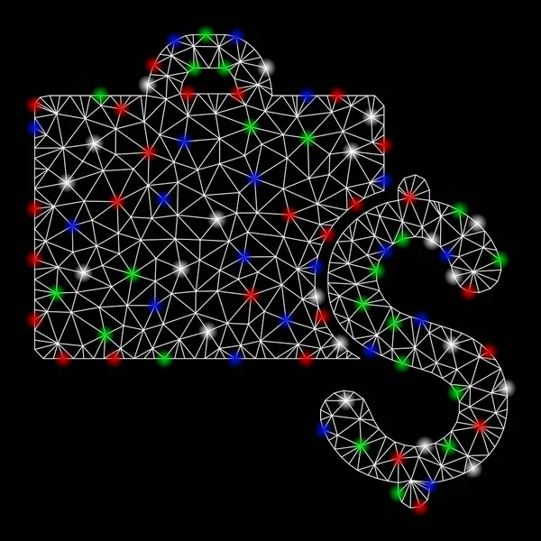 Contabilidad de marco de alambre de malla brillante con puntos de llamarada — Vector de stock