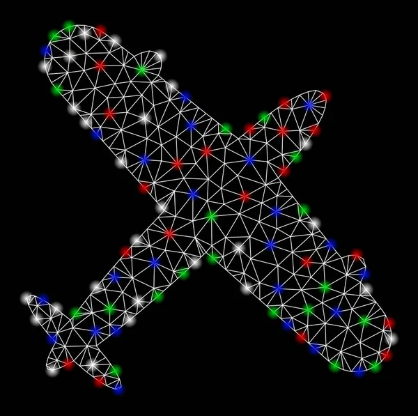 Işık Spotlar ile parlak kafes tel çerçeve uçak