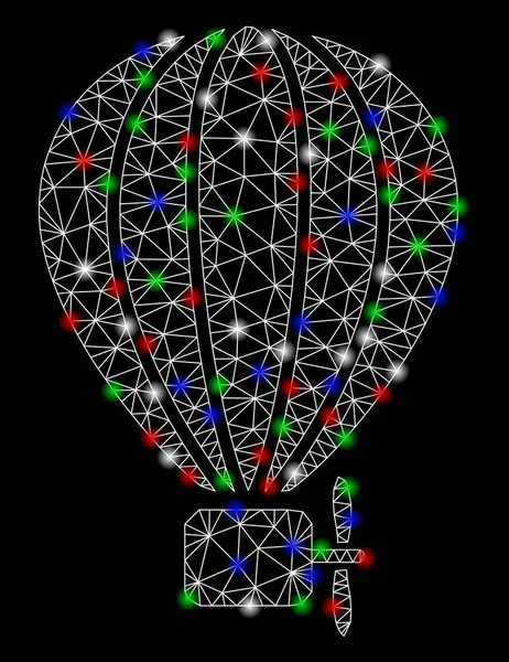 Fényes háló hálózat Aerostat léggömb-val villanás pattanások — Stock Vector