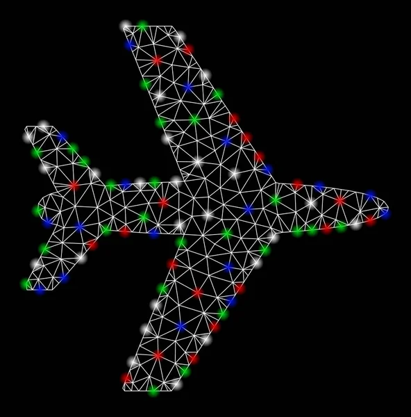 Flare Spotlar ile parlak kafes tel çerçeve uçağı