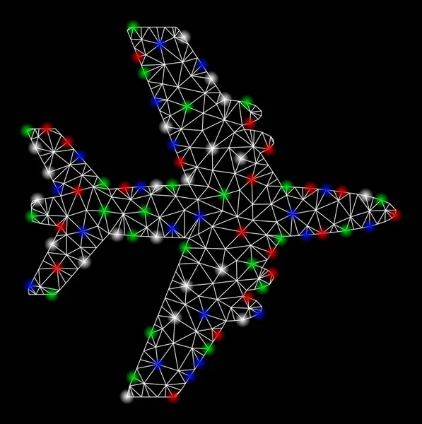 Işık spotları ile parlak kafes tel çerçeve uçağı