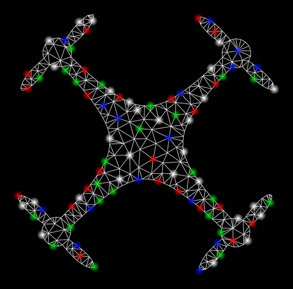 明るいメッシュ 2d Airdrone とライトスポット — ストックベクタ