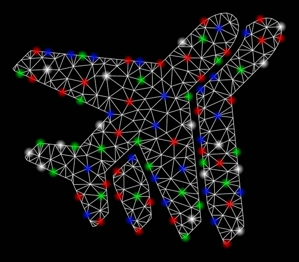 밝은 메쉬 와이어 프레임 플래시 스팟 항공사 — 스톡 벡터