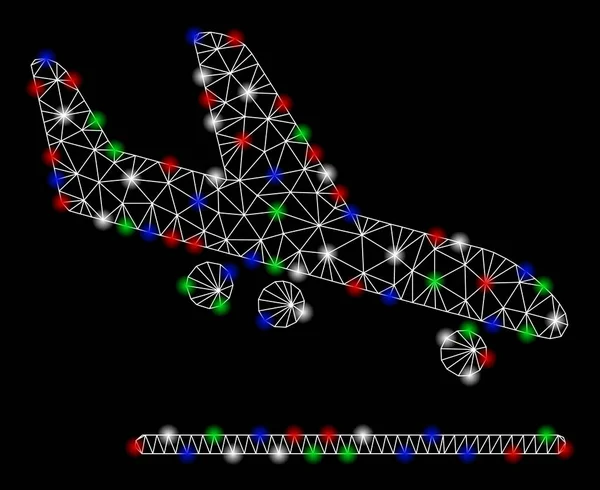 Flash Spotlar ile parlak Mesh 2D uçak varış