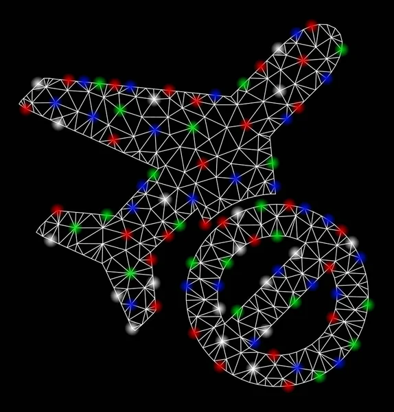 Helles Maschengeflecht Flugzeug mit hellen Flecken geschlossen — Stockvektor