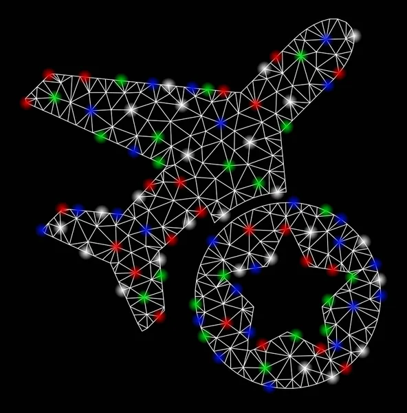 Clasificación brillante del avión de la malla 2D con los puntos del flash — Archivo Imágenes Vectoriales