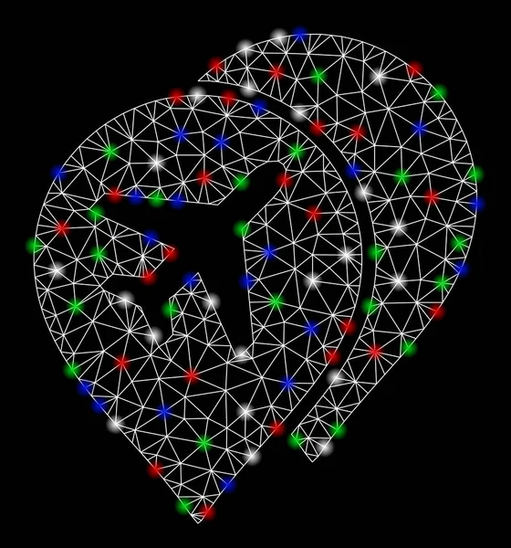 Parlak kafes tel çerçeve Havaalanı harita Işaretçileri ile ışık Spotlar