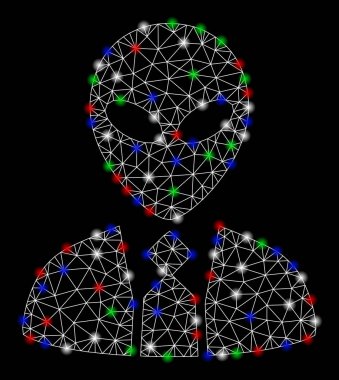 Flash Spotlar ile parlak mesh ağ Alien Boss