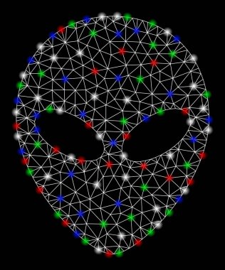 Flash Spotlar ile parlak mesh ağ Alien Face