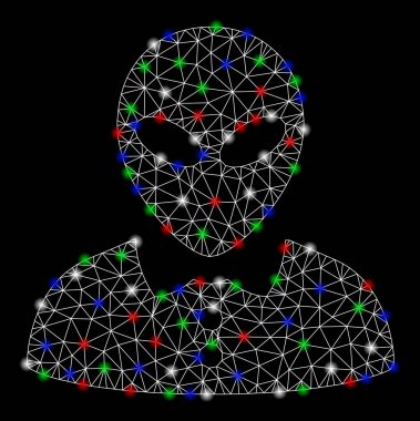 Parlama Spotlar ile parlak Mesh tel çerçeve Alien kadın