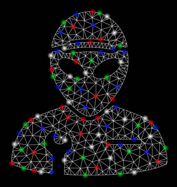 Işık Spotlar ile parlak Mesh 2D Alien asker