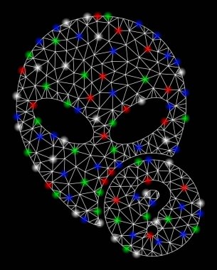 Parlama Spotlar ile parlak Mesh tel çerçeve Alien durumu