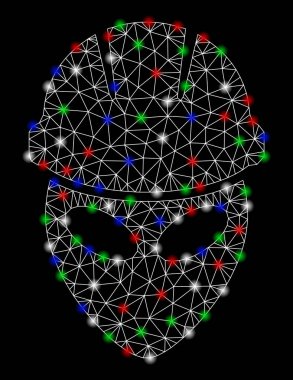 Parlama Spotlar ile parlak Mesh 2D Alien Işçi