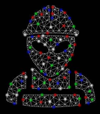 Parlak Mesh 2D Alien Işçi ile ışık Spotlar