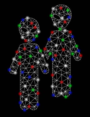 Flare Spotlar ile parlak Mesh tel çerçeve yabancılar