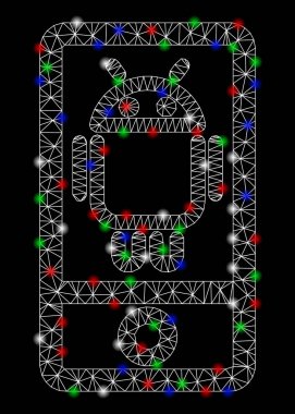 Parlama Spotlar ile parlak Mesh tel çerçeve Android cihaz