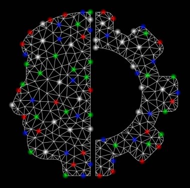 Parlama Spotlar ile parlak Mesh karkas Android Head
