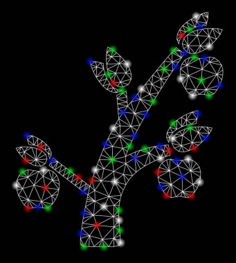 Parlama Spotlar ile parlak mesh ağ elma ağacı
