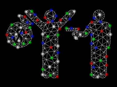 Parlama Spotlar ile parlak kafes tel çerçeve silahlı soygun
