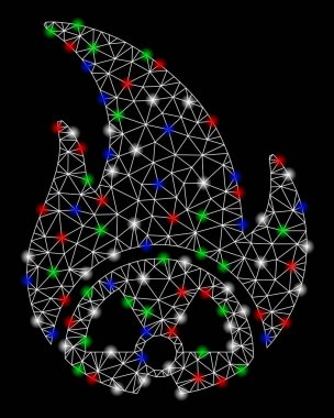 Parlama Spotlar ile parlak kafes tel çerçeve atom ateşi