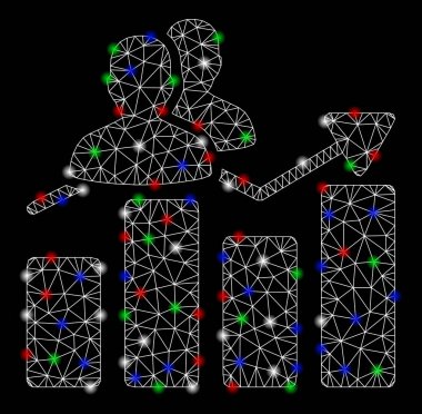 Parlak kafes tel çerçeve kitle grafik ile ışık Spotlar