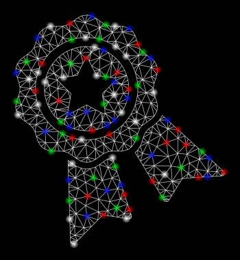 Flare Spotlar ile parlak Mesh tel çerçeve Ödülü rozeti