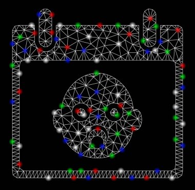 Parlak kafes tel çerçeve bebek Head takvim gün Flash Spotlar ile
