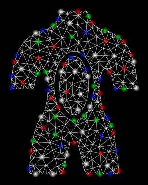 Parlama Spotlar ile parlak kafes tel çerçeve Insan anatomisi